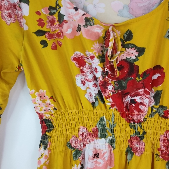 NoBo M Gold Red Floral Pullover Dress - Picture 4 of 6